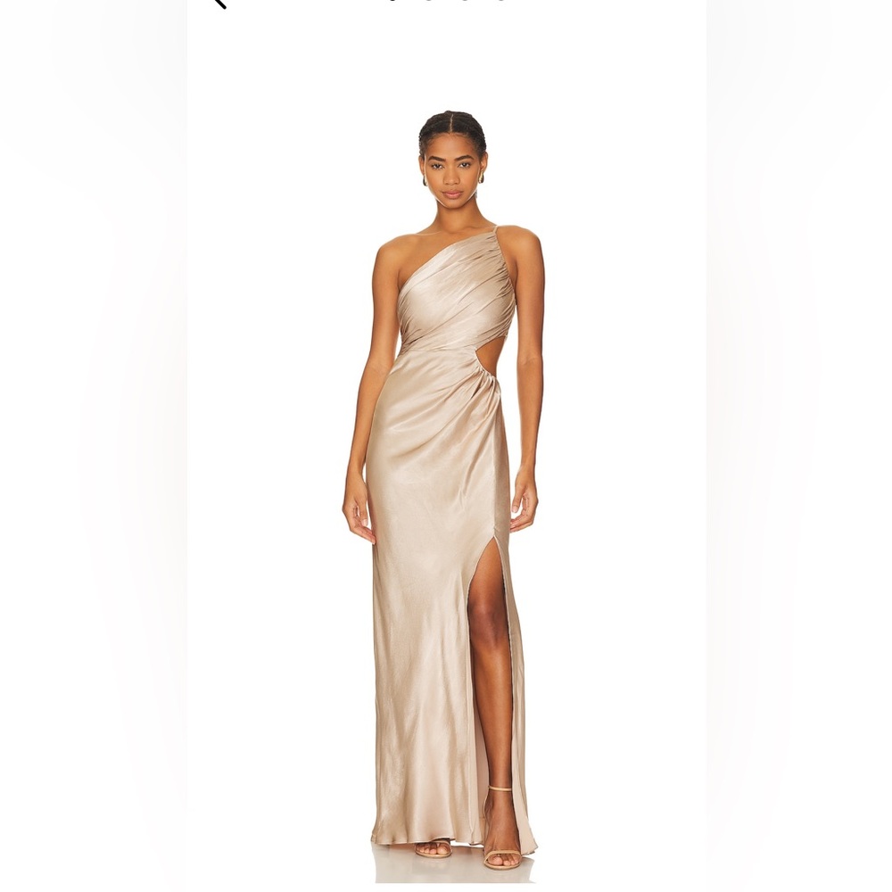 Elegant One-Shoulder Tan Dress